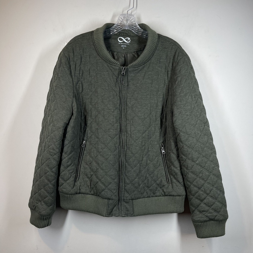 Be Boundless Women's Quilted Insulated Lined Army Green Bomber Jacket Sz XL